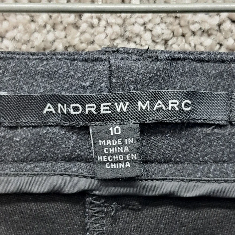 Andrew Marc Mens Slim Fit Stretch Trousers Dark Grey Dress Pants Size 34x29